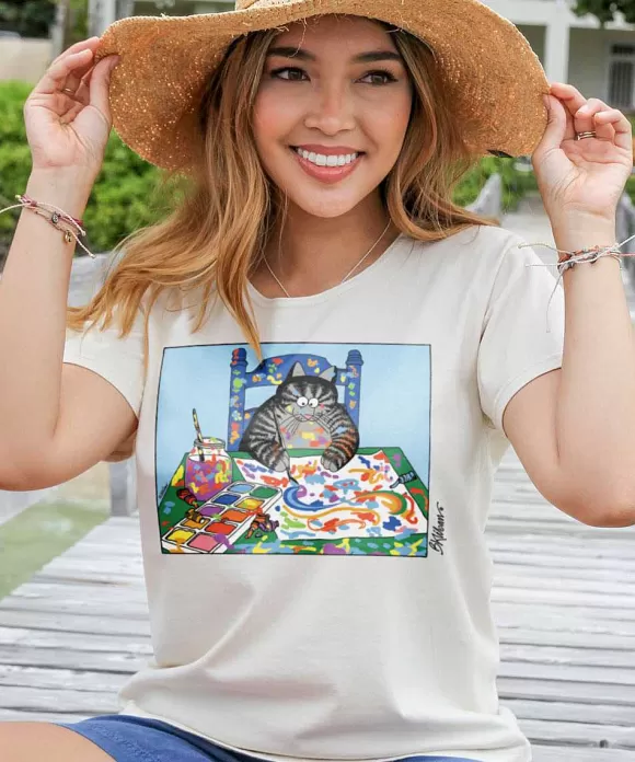 T-Shirts>Crazy Shirts B. Kliban Artist Cat - Coconut Dyed Short Sleeve Scoop Neck T-Shirt