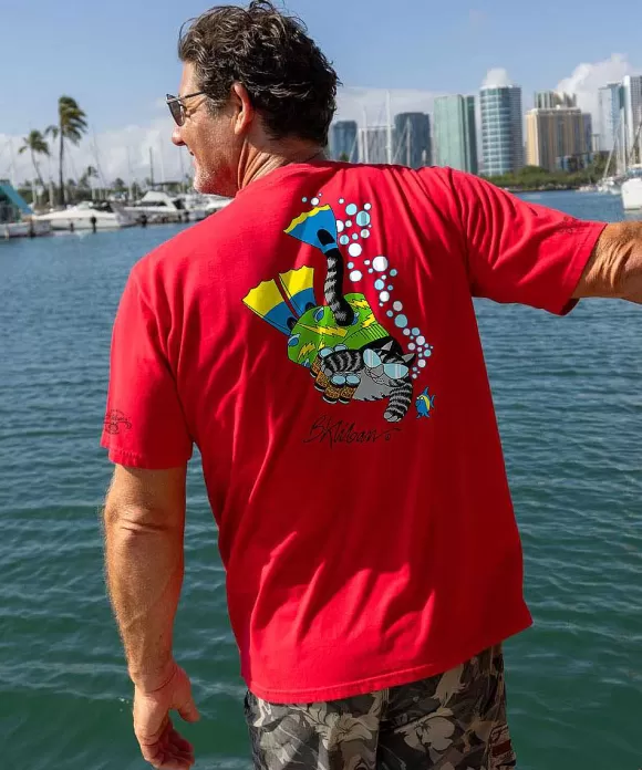 T-Shirts>Crazy Shirts B. Kliban Boogie Sail - Cherry Dyed Short Sleeve Crewneck T-Shirt