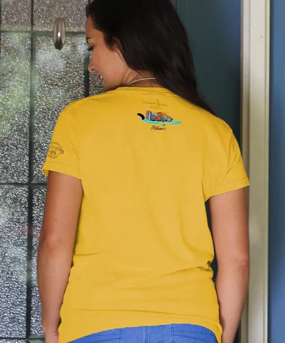 T-Shirts>Crazy Shirts B. Kliban Floating Cat - Pineapple Dyed Short Sleeve Crewneck T-Shirt