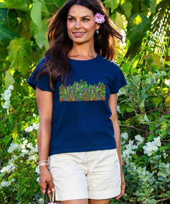 T-Shirts>Crazy Shirts B. Kliban Jungle Cats - Navy Short Sleeve Scoop Neck T-Shirt