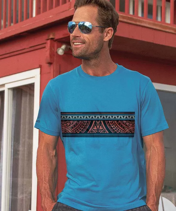 T-Shirts>Crazy Shirts Chief Tapa Band - Deep Sea Short Sleeve Pima T-Shirt