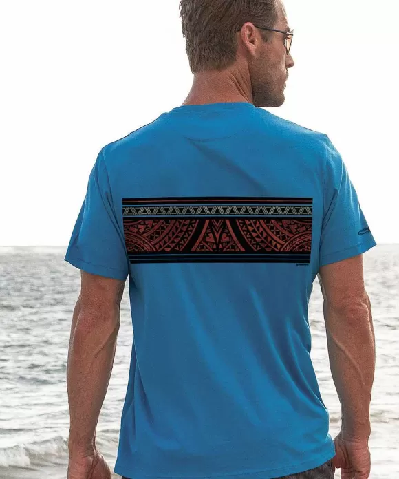T-Shirts>Crazy Shirts Chief Tapa Band - Deep Sea Short Sleeve Pima T-Shirt