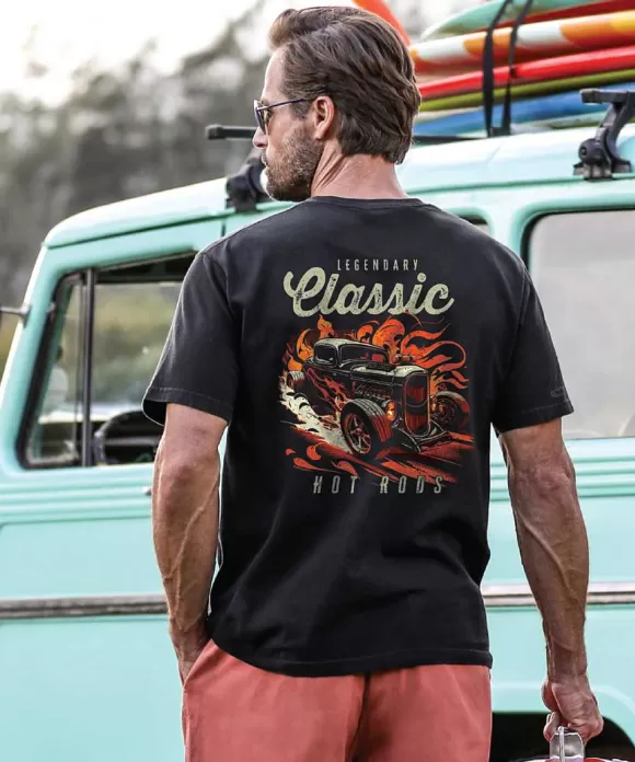 T-Shirts>Crazy Shirts Classic Hot Rods - Black Short Sleeve Crewneck T-Shirt