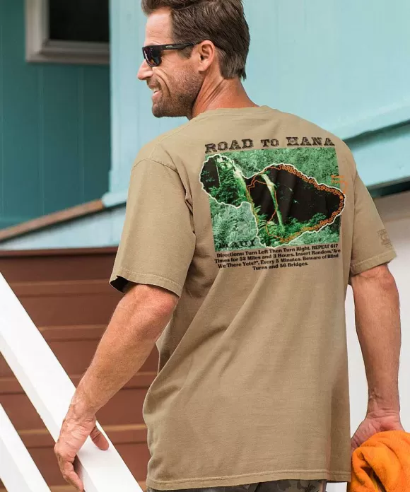 T-Shirts>Crazy Shirts Crazy Road To Hana - Kona Coffee Dyed Short Sleeve Crewneck T-Shirt