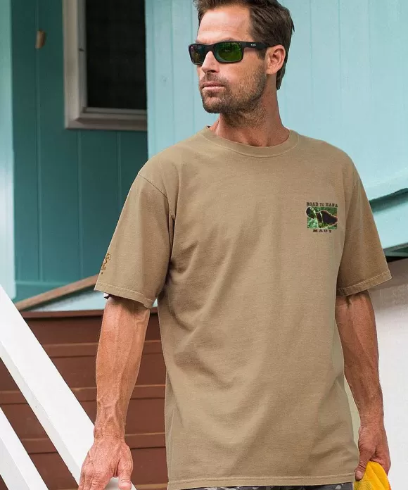 T-Shirts>Crazy Shirts Crazy Road To Hana - Kona Coffee Dyed Short Sleeve Crewneck T-Shirt