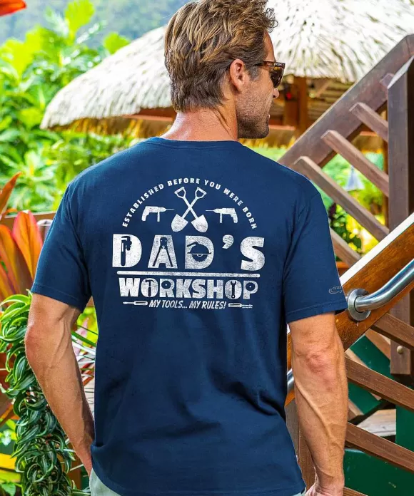 T-Shirts>Crazy Shirts Dads Workshop Rules - Navy Short Sleeve Crewneck T-Shirt