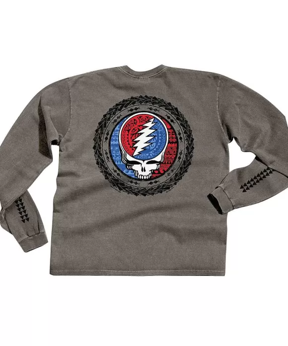 T-Shirts>Crazy Shirts Grateful Dead Tribal Circle - Crater Dyed® Long Sleeve Crewneck T-Shirt