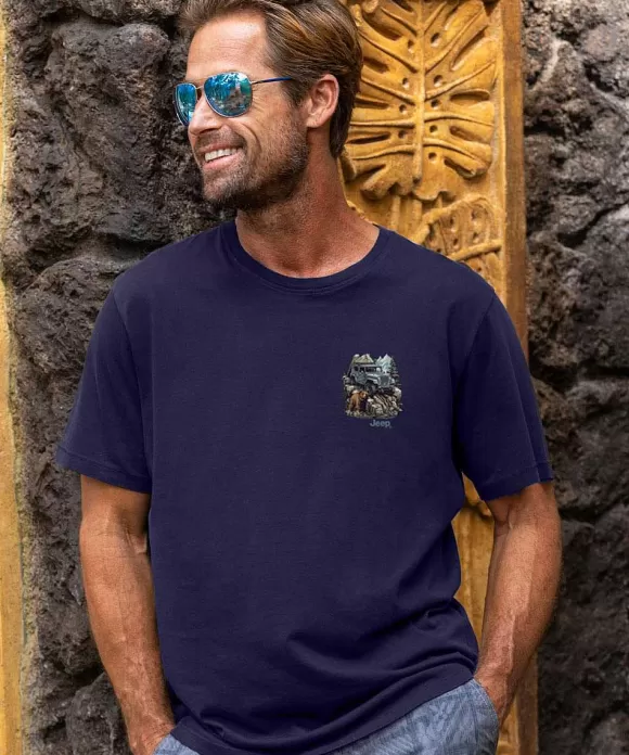 T-Shirts>Crazy Shirts Jeep Wilderness Jeepin - Indigo Short Sleeve Pima T-Shirt