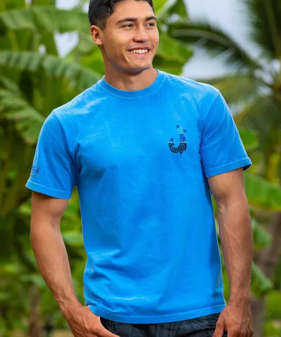 T-Shirts>Crazy Shirts Lawaia Makau Ulua - Blue Hawaii Dyed Short Sleeve Crewneck T-Shirt