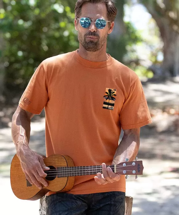 T-Shirts>Crazy Shirts Palm Ocean View - Cinnamon Dyed Short Sleeve Crewneck T-Shirt