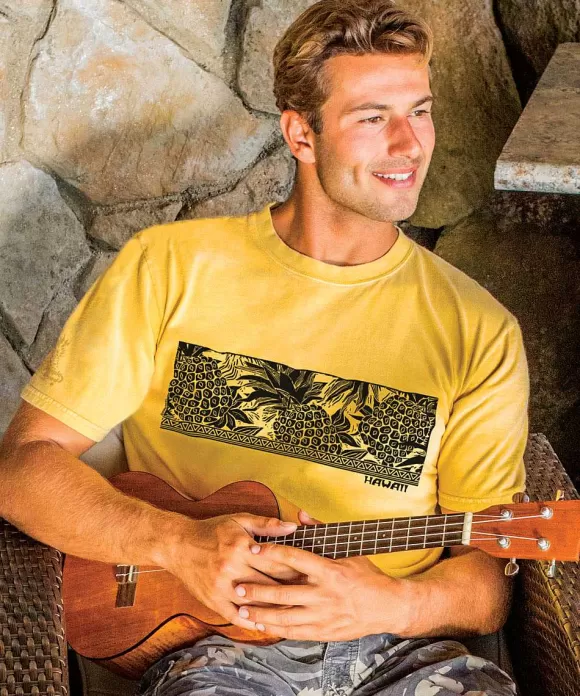 T-Shirts>Crazy Shirts Pineapple Red Band - Pineapple Dyed Short Sleeve Crewneck T-Shirt