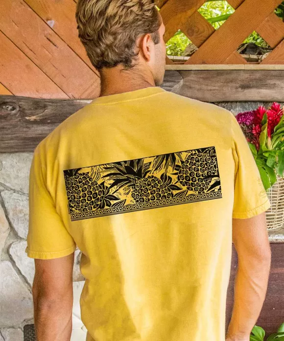 T-Shirts>Crazy Shirts Pineapple Red Band - Pineapple Dyed Short Sleeve Crewneck T-Shirt