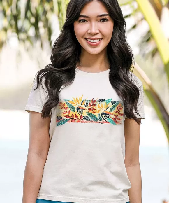 T-Shirts>Crazy Shirts Pretty Bird - Coconut Dyed Short Sleeve Crewneck T-Shirt