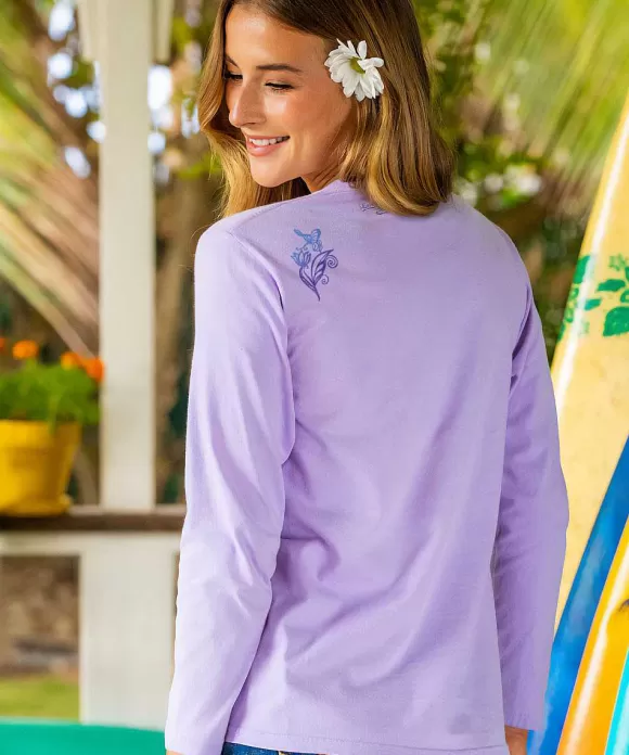 T-Shirts>Crazy Shirts Sri Lanka - Lavender Dyed Long Sleeve Crewneck T-Shirt