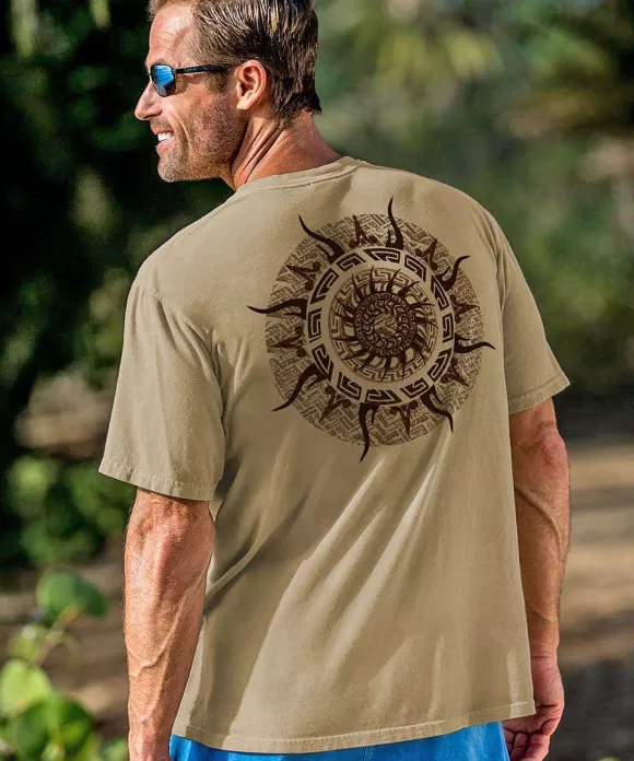 T-Shirts>Crazy Shirts Sun Spinner - Kona Coffee Dyed Short Sleeve Crewneck T-Shirt
