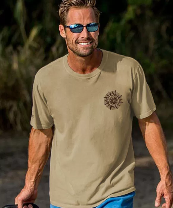 T-Shirts>Crazy Shirts Sun Spinner - Kona Coffee Dyed Short Sleeve Crewneck T-Shirt