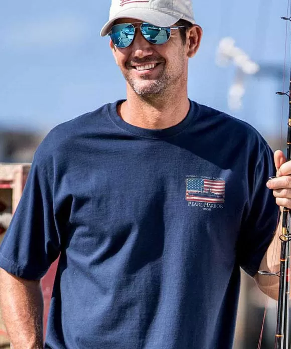 T-Shirts>Crazy Shirts Us Honor Flag - Navy Short Sleeve Crewneck T-Shirt