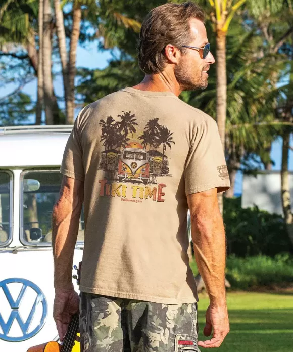 T-Shirts>Crazy Shirts Volkswagen Tiki - Kona Coffee Dyed Short Sleeve Crewneck T-Shirt