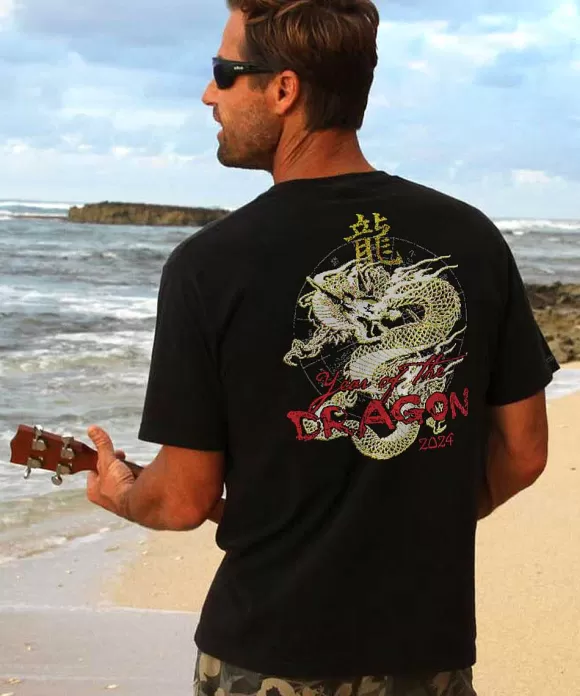 T-Shirts>Crazy Shirts Year Of The Dragon 2024 - Black Short Sleeve Crewneck T-Shirt